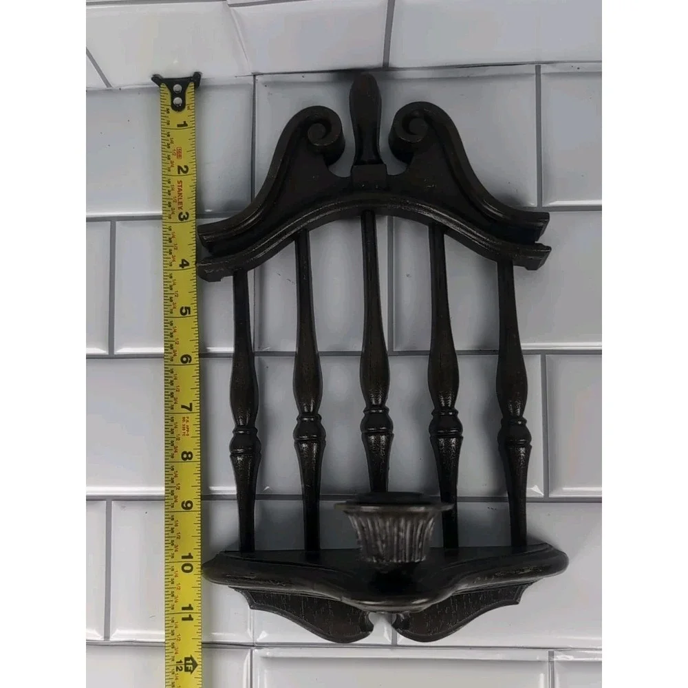 1970's Homco #4155 Molded Sconce Candle Holder Plastic Brown Wall Hanging Vintag